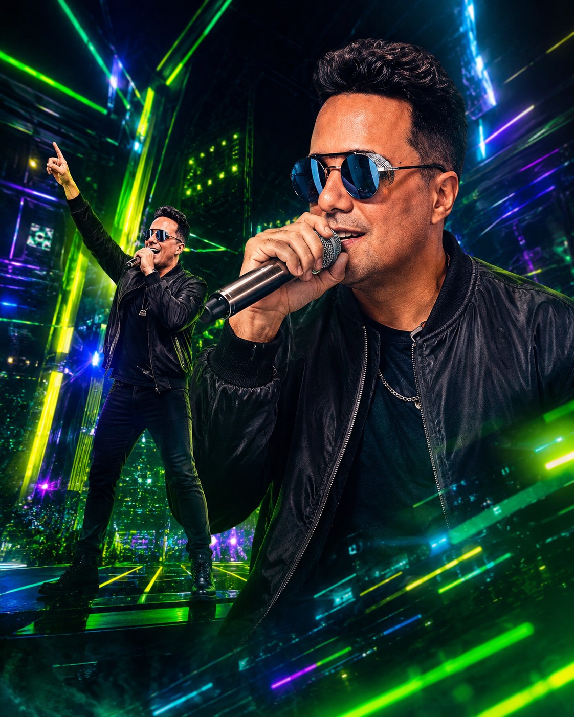 Rick Silveira palco neon fundo CTA